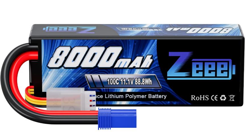 Baterie Zeee 3S LiPo 8000mAh 7,4V 100C s konektor EC5, pevné pouzdro